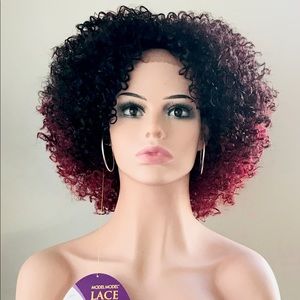 - Bundle & Save with Wigs Priced at 2/$60 🤩 Short Ombre Red Curly Lace Front Wig